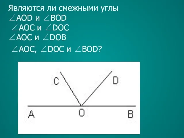 Являются ли смежными углы ∠AOD и ∠BOD ∠AOС и ∠DOС ∠AOС и