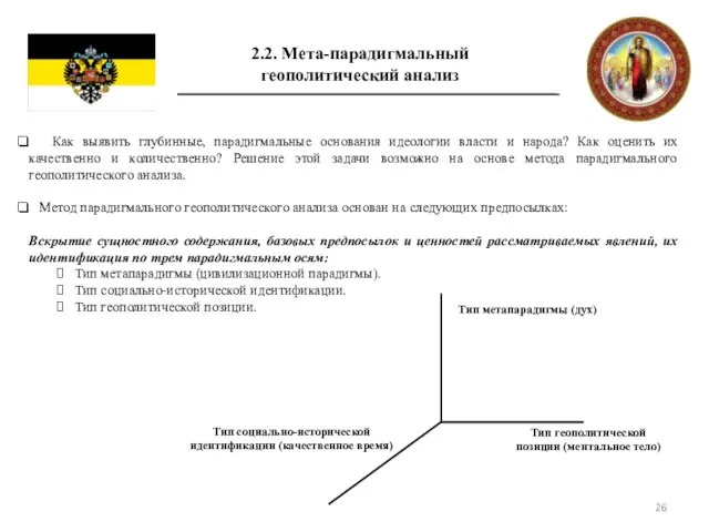 2.2. Мета-парадигмальный геополитический анализ Как выявить глубинные, парадигмальные основания идеологии власти и