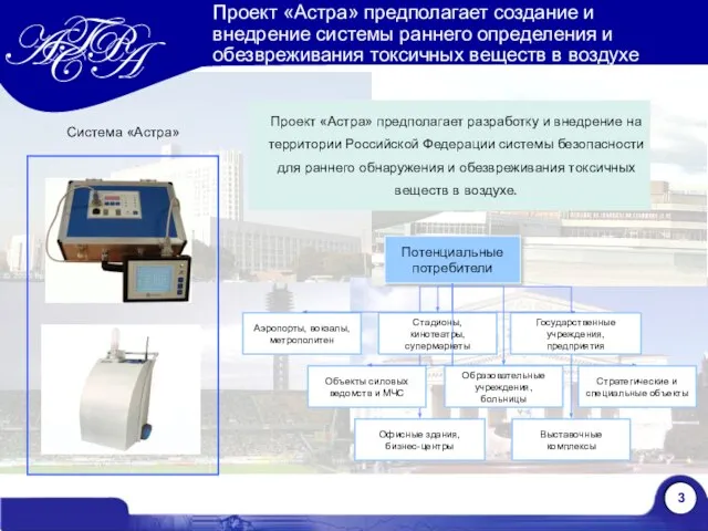 Проект «Астра» предполагает создание и внедрение системы раннего определения и обезвреживания токсичных