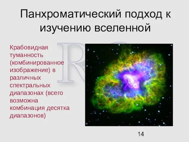 Панхроматический подход к изучению вселенной Крабовидная туманность (комбинированное изображение) в различных спектральных