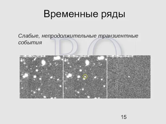 Временные ряды Слабые, непродолжительные транзиентные события