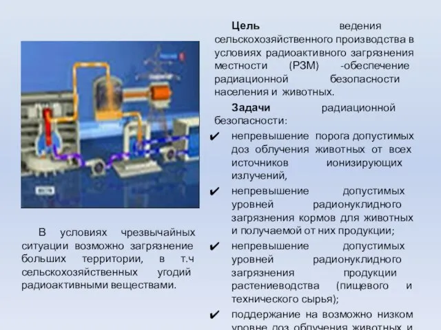 Цель ведения сельскохозяйственного производства в условиях радиоактивного загрязнения местности (РЗМ) -обеспечение радиационной