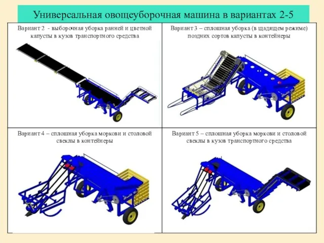 Универсальная овощеуборочная машина в вариантах 2-5