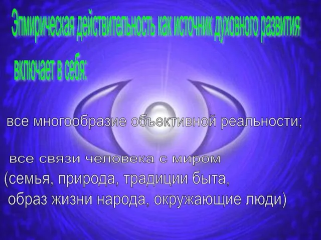 Эпмирическая действительность как источник духовного развития включает в себя: все многообразие объективной