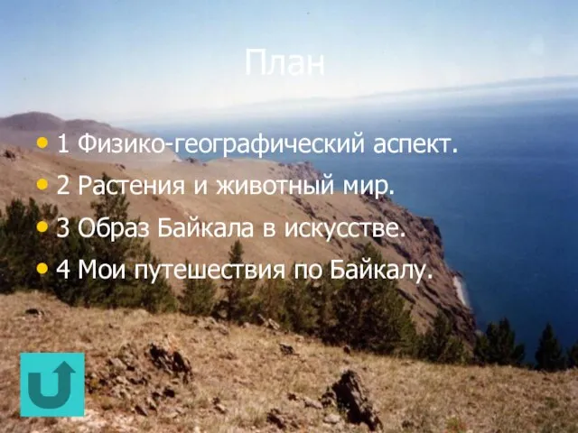 План 1 Физико-географический аспект. 2 Растения и животный мир. 3 Образ Байкала