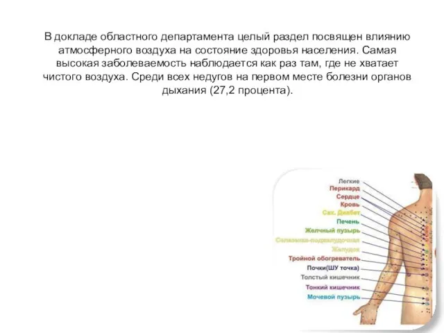В докладе областного департамента целый раздел посвящен влиянию атмосферного воздуха на состояние
