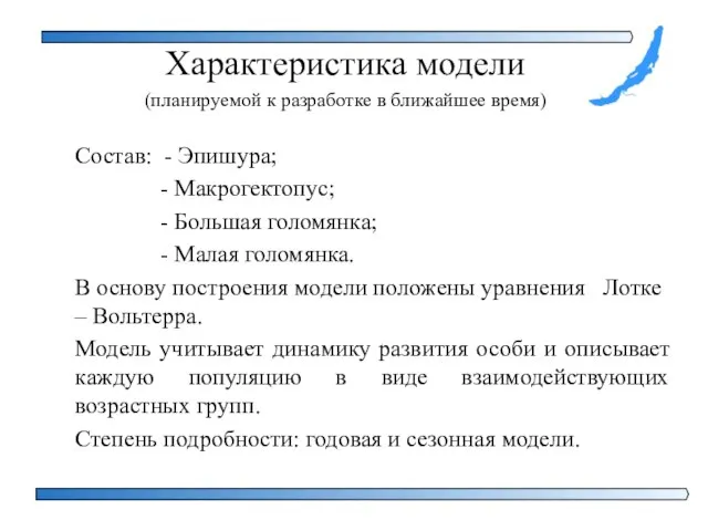 Характеристика модели (планируемой к разработке в ближайшее время) Состав: - Эпишура; -