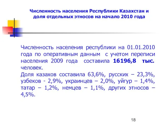 Численность населения республики на 01.01.2010 года по оперативным данным с учетом переписи