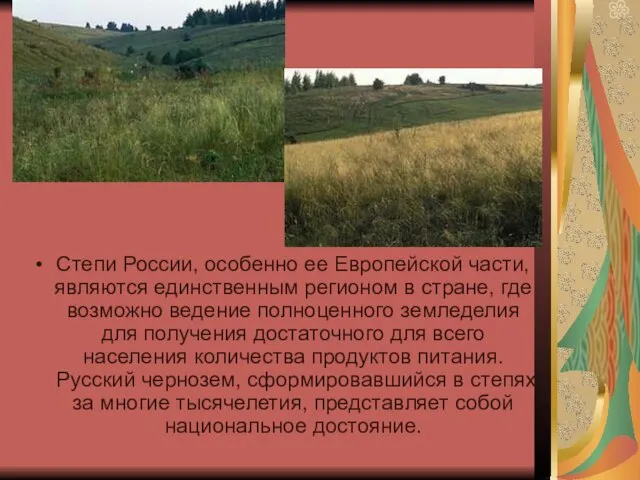 Степи России, особенно ее Европейской части, являются единственным регионом в стране, где