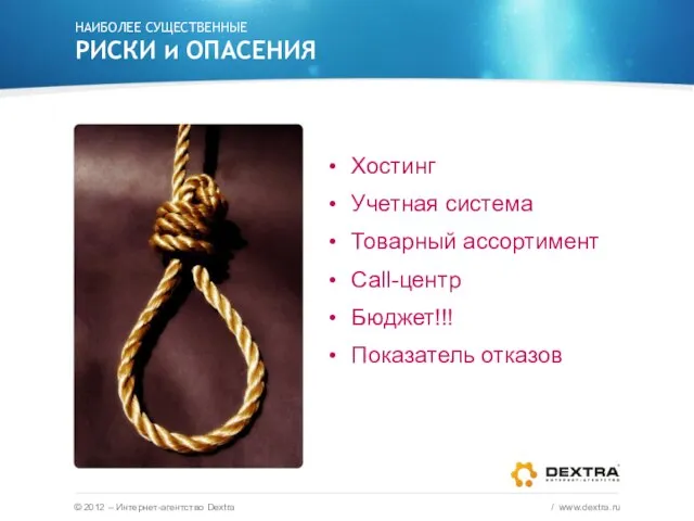НАИБОЛЕЕ СУЩЕСТВЕННЫЕ РИСКИ и ОПАСЕНИЯ © 2012 – Интернет-агентство Dextra / www.dextra.ru