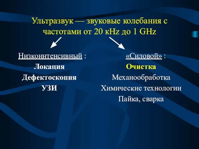 Ультразвук — звуковые колебания с частотами от 20 кHz до 1 GHz