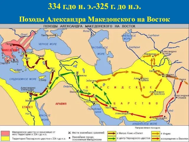 334 г.до н. э.-325 г. до н.э. Походы Александра Македонского на Восток