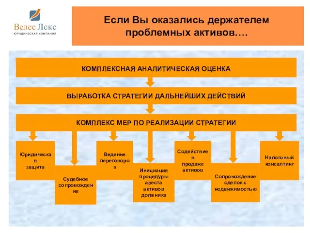 Если Вы оказались держателем проблемных активов…. КОМПЛЕКСНАЯ АНАЛИТИЧЕСКАЯ ОЦЕНКА ВЫРАБОТКА СТРАТЕГИИ ДАЛЬНЕЙШИХ