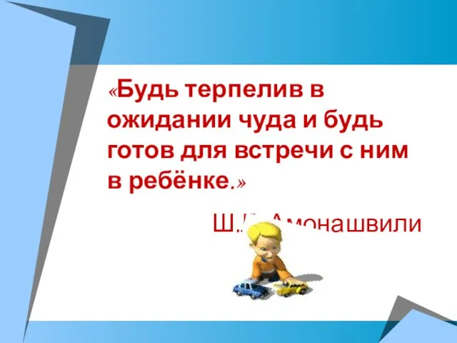 «Будь терпелив в ожидании чуда и будь готов для встречи с ним в ребёнке.» Ш.Л. Амонашвили