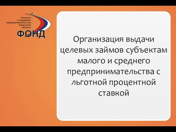 Организация выдачи целевых займов субъектам малого и среднего предпринимательства с льготной процентной ставкой