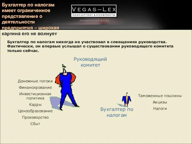 Бухгалтер по налогам имеет ограниченное представление о деятельности предприятия – широкая картина