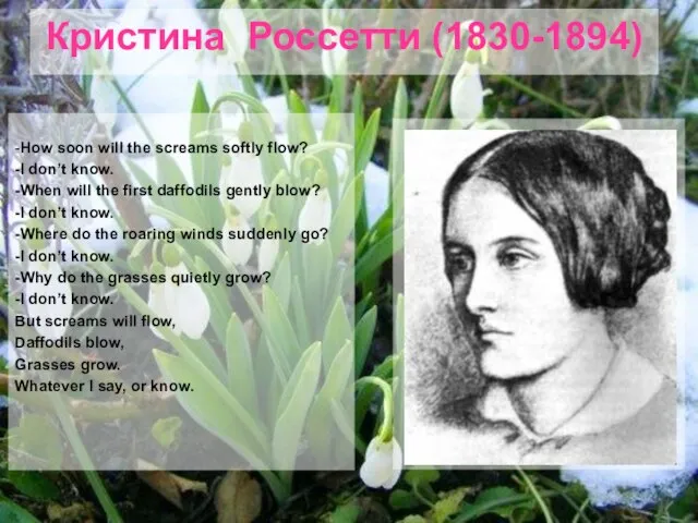 Кристина Россетти (1830-1894) -How soon will the screams softly flow? -I don’t