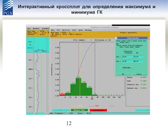 Интерактивный кроссплот для определения максимума и минимума ГК