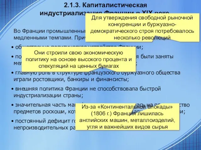 2.1.3. Капиталистическая индустриализация Франции в XIX веке. Во Франции промышленный переворот развивался