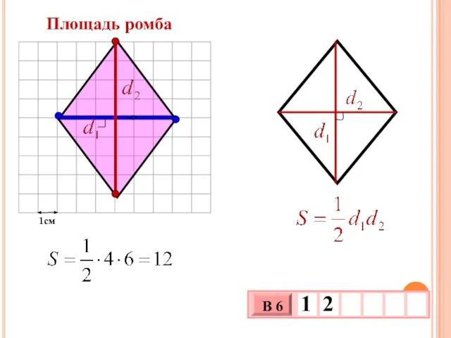 1см Площадь ромба