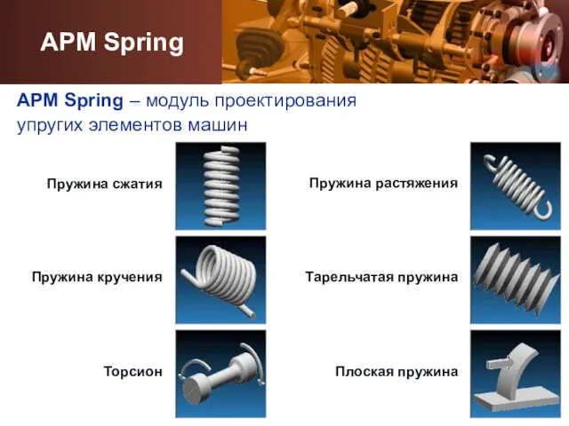 APM Spring – модуль проектирования упругих элементов машин Пружина сжатия Пружина растяжения