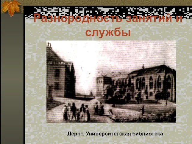 Разнородность занятий и службы Дерпт. Университетская библиотека