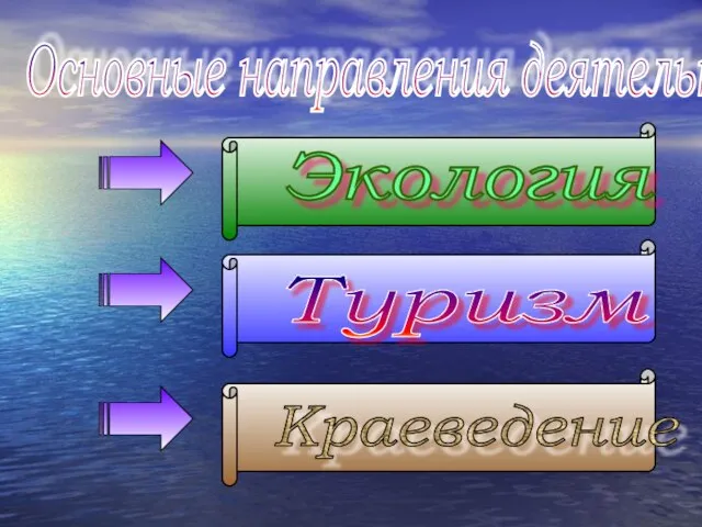 Основные направления деятельности Экология Туризм Краеведение