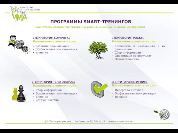 ПРОГРАММЫ SMART-ТРЕНИНГОВ посмотреть подробную программу можно, щелкнув на название тренинга