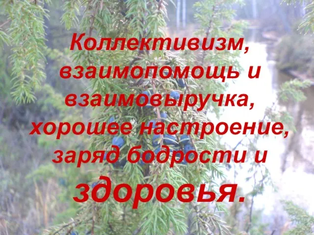 Коллективизм, взаимопомощь и взаимовыручка, хорошее настроение, заряд бодрости и здоровья.