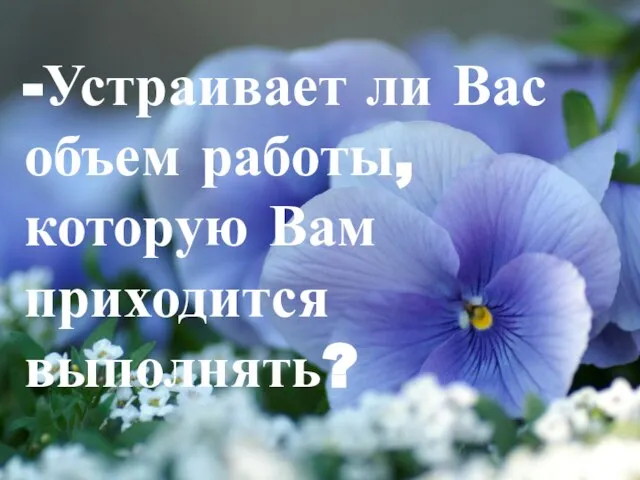 -Устраивает ли Вас объем работы, которую Вам приходится выполнять?