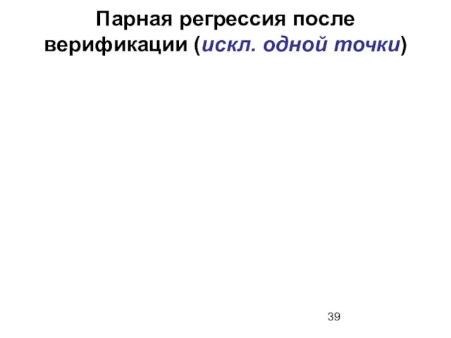 Парная регрессия после верификации (искл. одной точки)