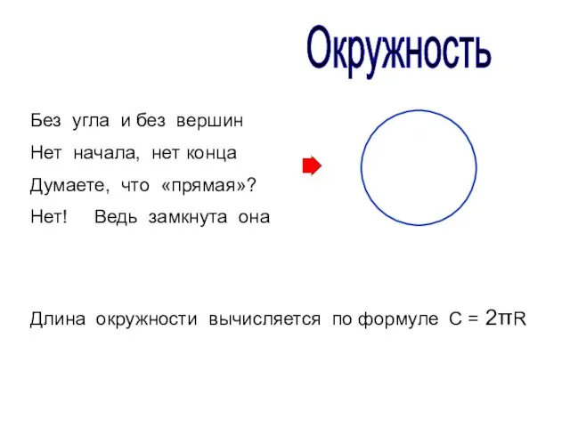 Без угла и без вершин Нет начала, нет конца Думаете, что «прямая»?