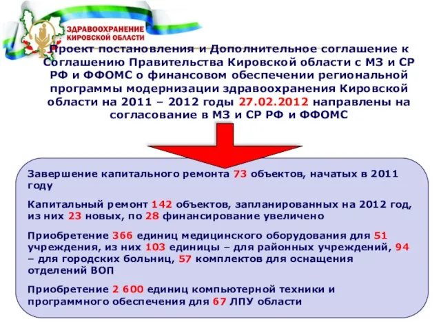 Проект постановления и Дополнительное соглашение к Соглашению Правительства Кировской области с МЗ