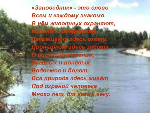 «Заповедник» - это слово Всем и каждому знакомо. В нём животных охраняют,