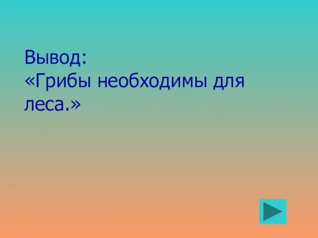 Вывод: «Грибы необходимы для леса.»