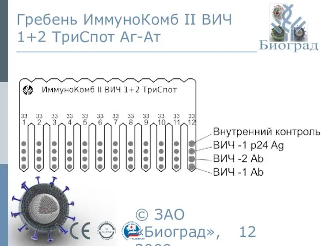 © ЗАО «Биоград», 2009г. Гребень ИммуноКомб II ВИЧ 1+2 ТриСпот Аг-Ат