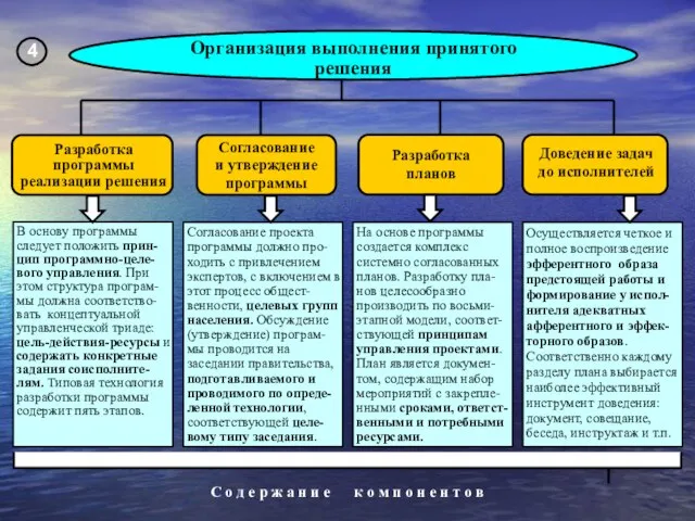 Организация выполнения принятого решения С о д е р ж а н