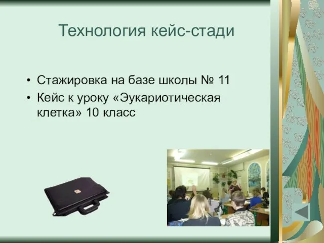 Технология кейс-стади Стажировка на базе школы № 11 Кейс к уроку «Эукариотическая клетка» 10 класс