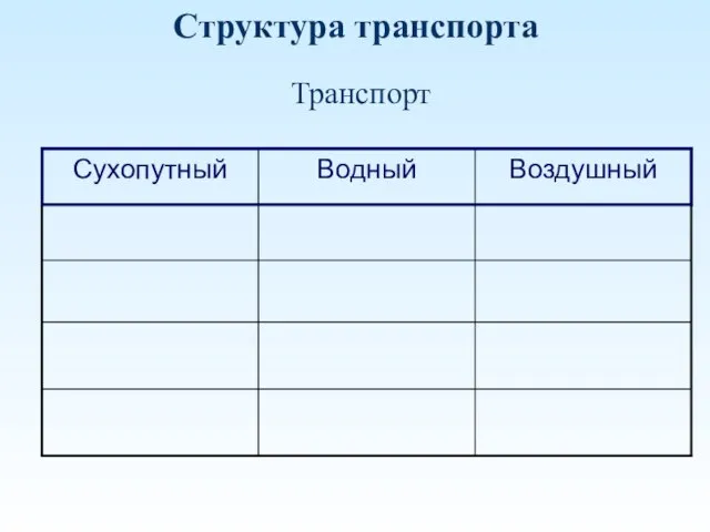 Структура транспорта Транспорт