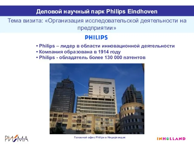 Philips – лидер в области инновационной деятельности Компания образована в 1914 году