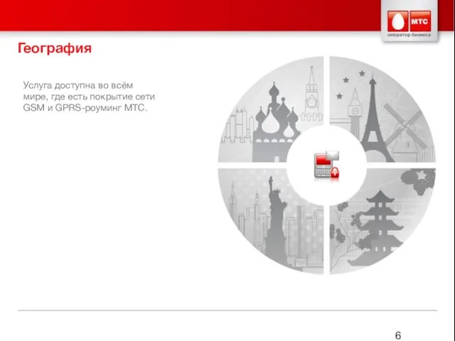 Услуга доступна во всём мире, где есть покрытие сети GSM и GPRS-роуминг МТС. География