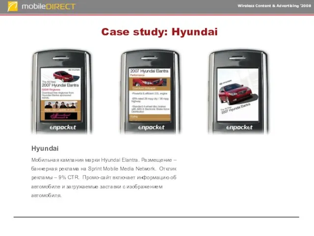 Case study: Hyundai Hyundai Мобильная кампания марки Hyundai Elantra. Размещение – баннерная