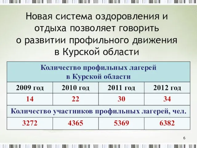 Новая система оздоровления и отдыха позволяет говорить о развитии профильного движения в Курской области