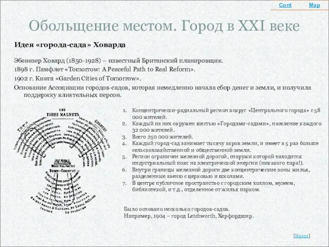 Обольщение местом. Город в XXI веке Идея «города-сада» Ховарда Эбенезер Ховард (1850-1928)