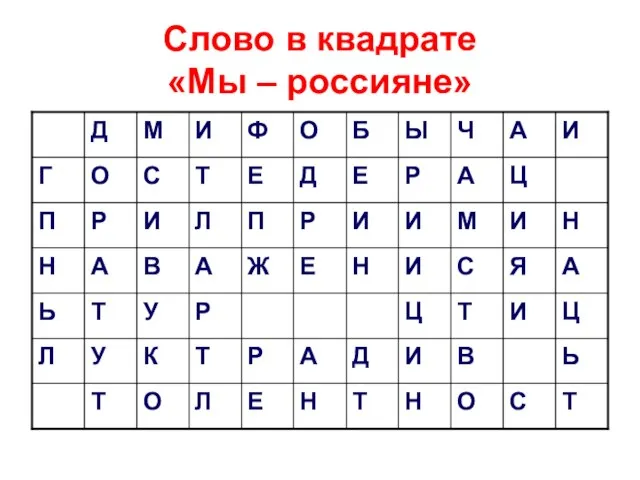 Слово в квадрате «Мы – россияне»