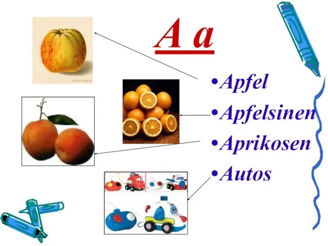 A a Apfel Apfelsinen Aprikosen Autos