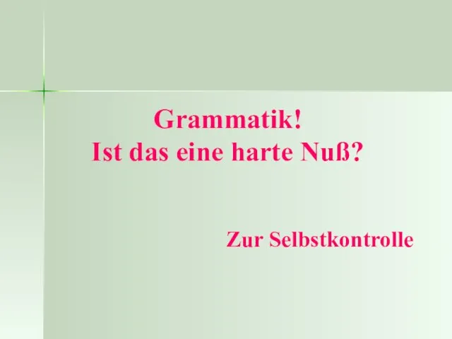 Grammatik! Ist das eine harte Nuß? Zur Selbstkontrolle