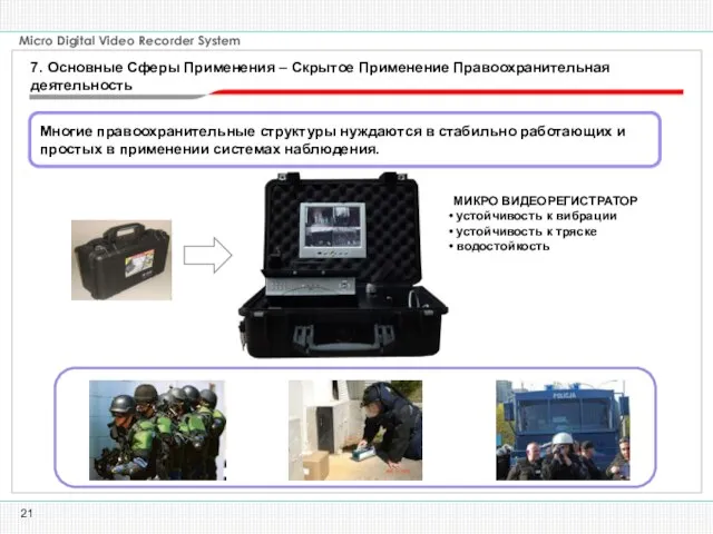 МИКРО ВИДЕОРЕГИСТРАТОР устойчивость к вибрации устойчивость к тряске водостойкость Многие правоохранительные структуры