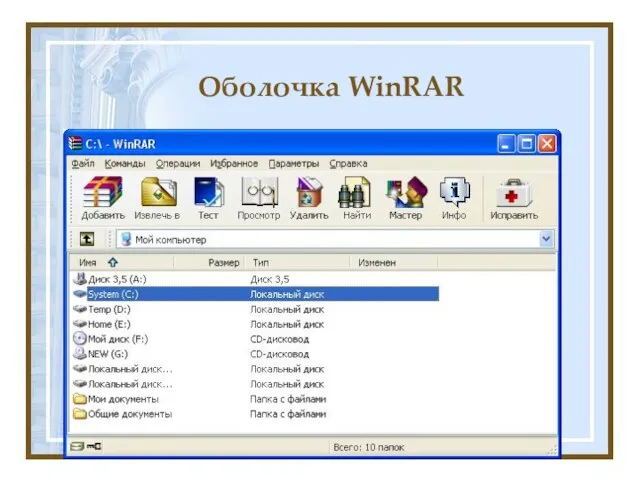 Оболочка WinRAR