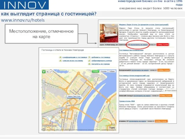 как выглядит страница с гостиницей? www.innov.ru/hotels нижегородский бизнес on-line в сети с